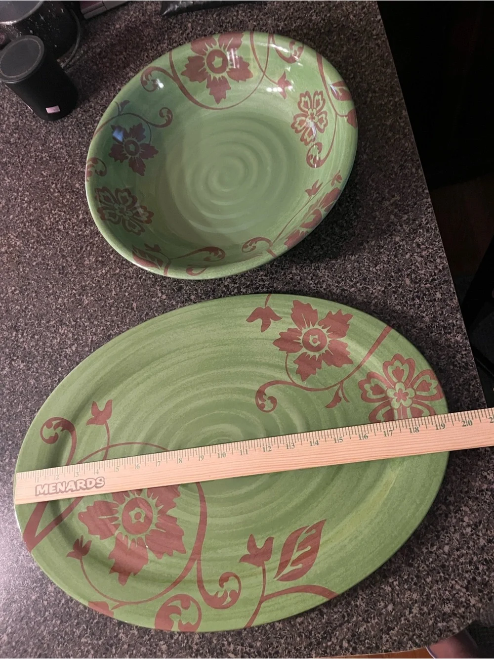 TarHong  Melamine Large Serving Bowl and Platter with Floral Motif